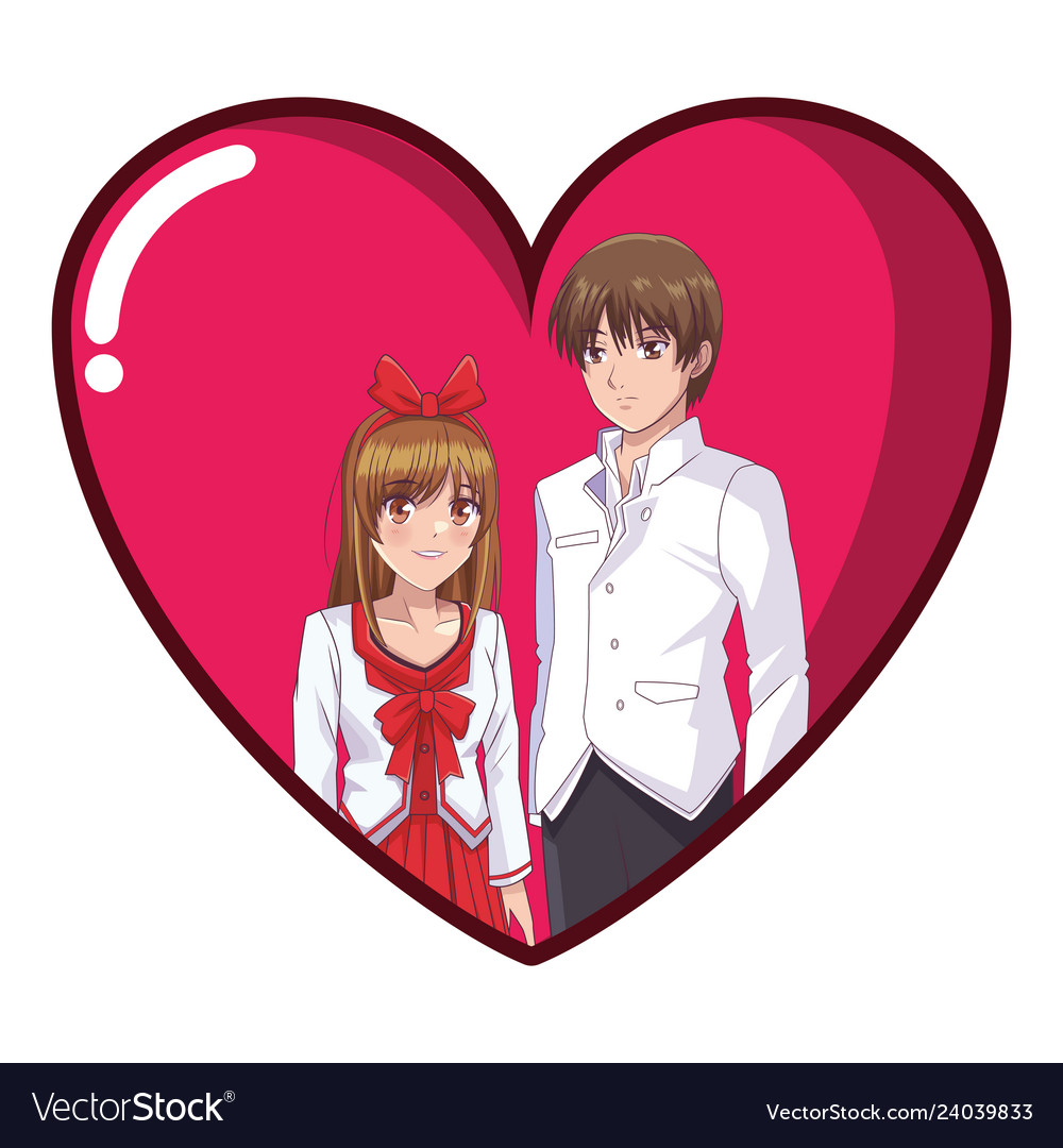 Anime couple manga cartoon Stock Vector