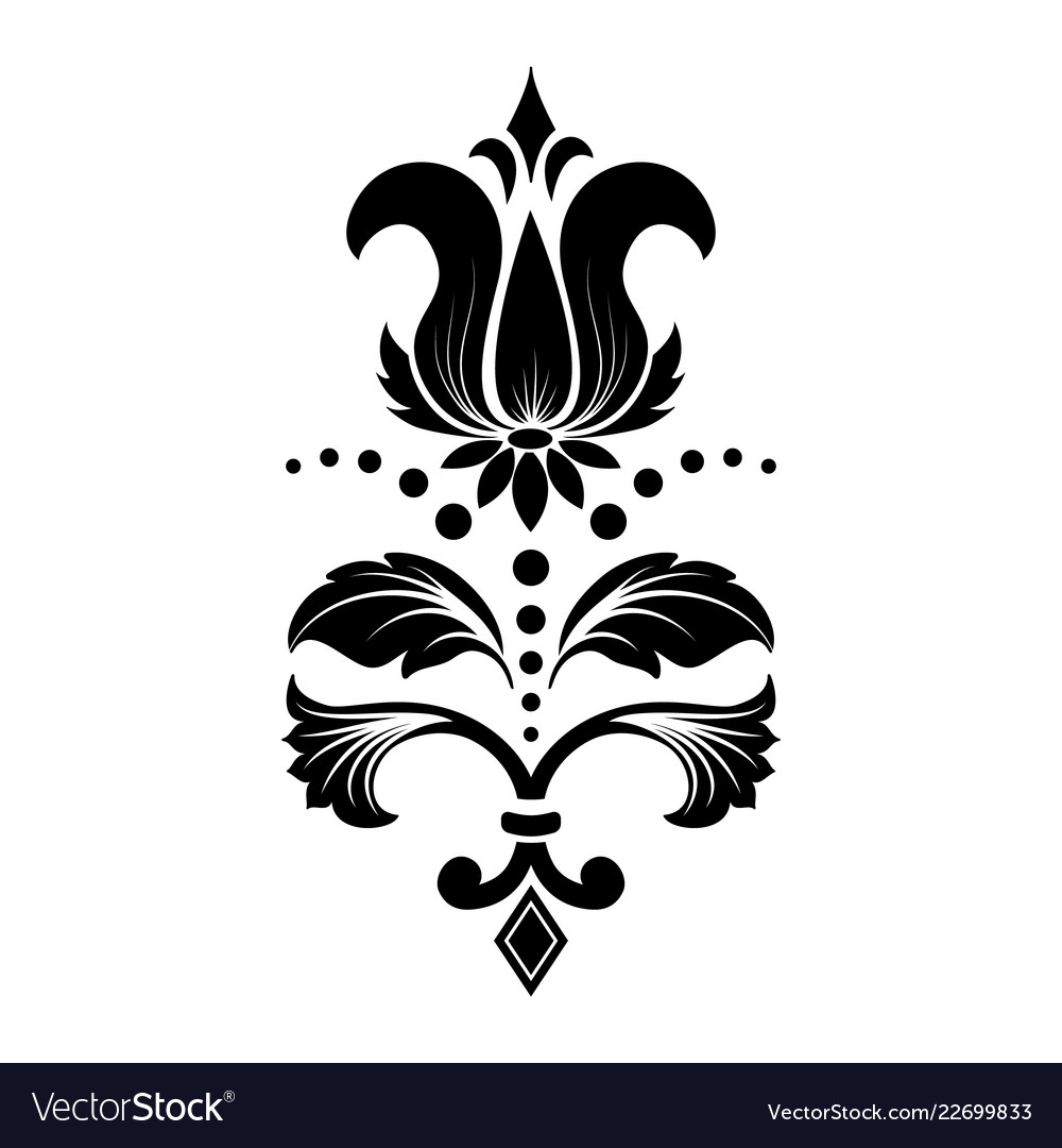 Damask element isolated central vector image Damask element isolated central