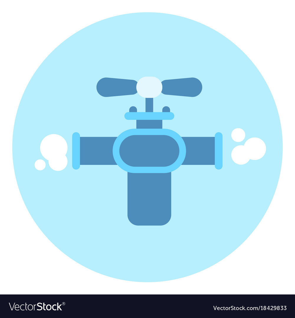 Gas tap on pipe icon faucet blue background Vector Image