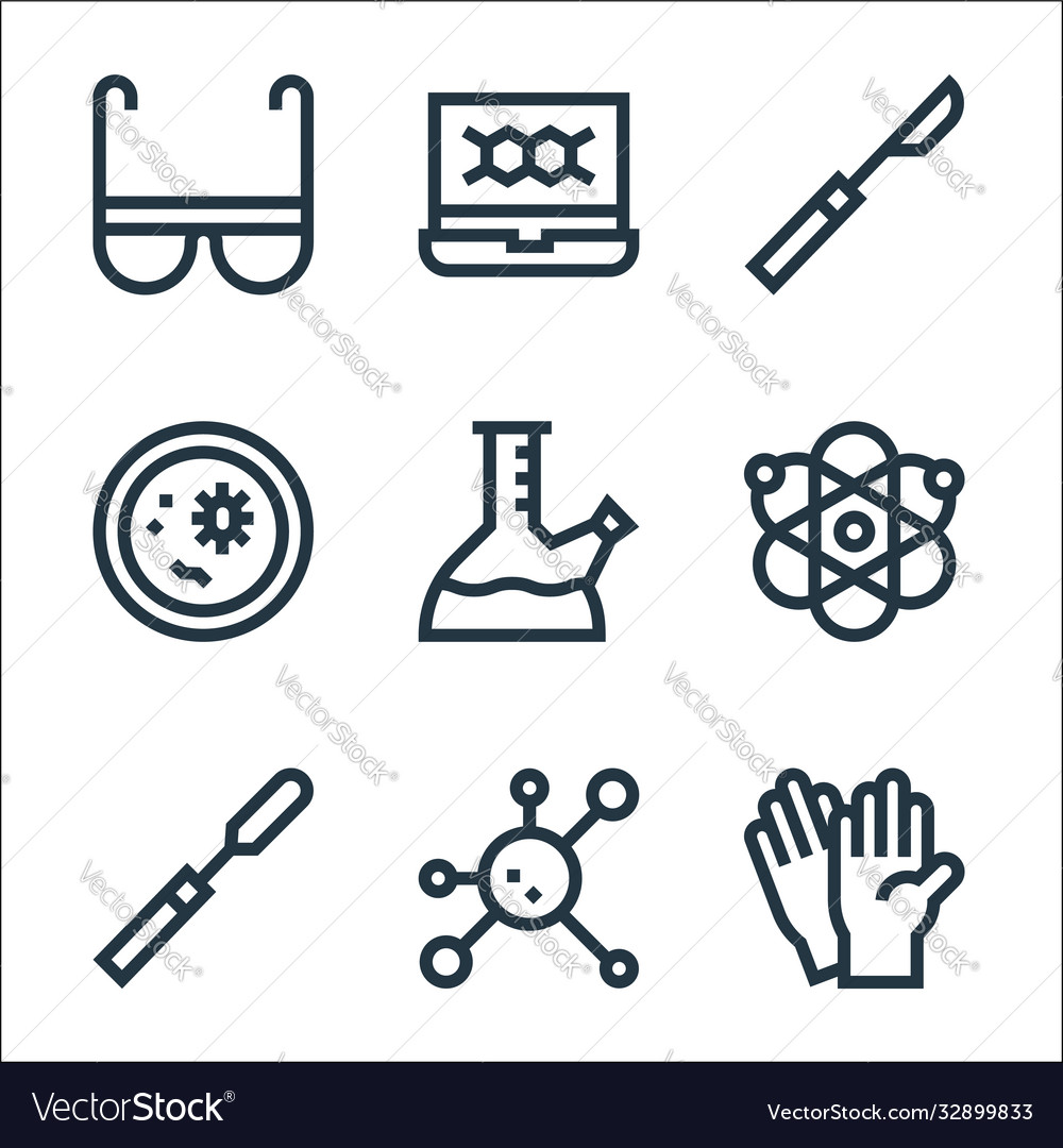 Laboratory line icons linear set quality
