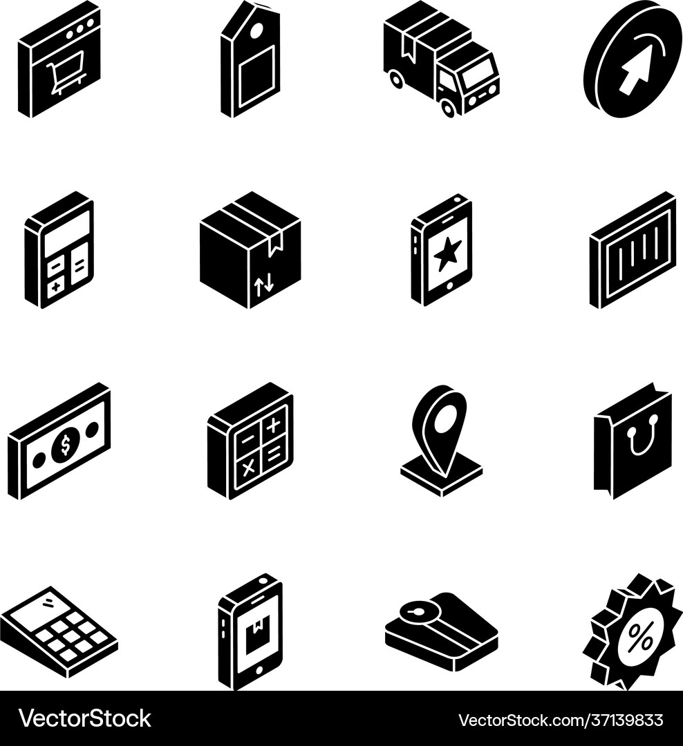 Logistic services solid isometric icons pack Vector Image