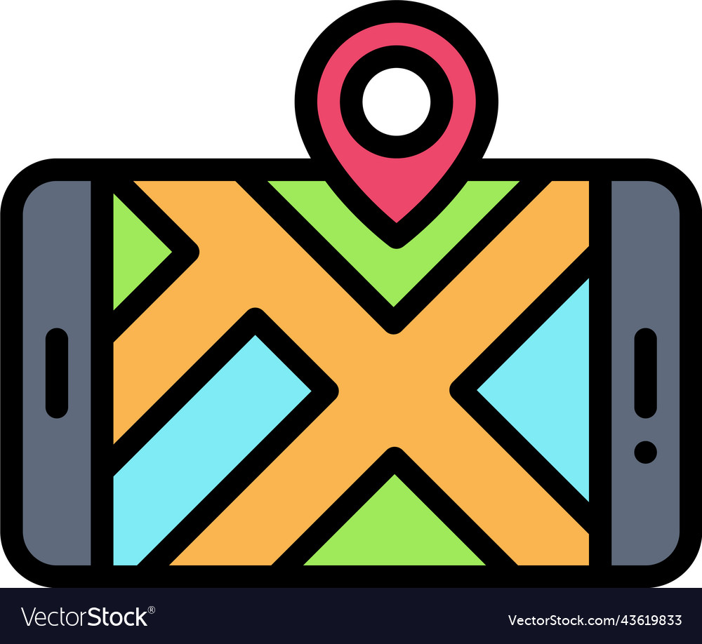 Map on smartphone icon location and navigation