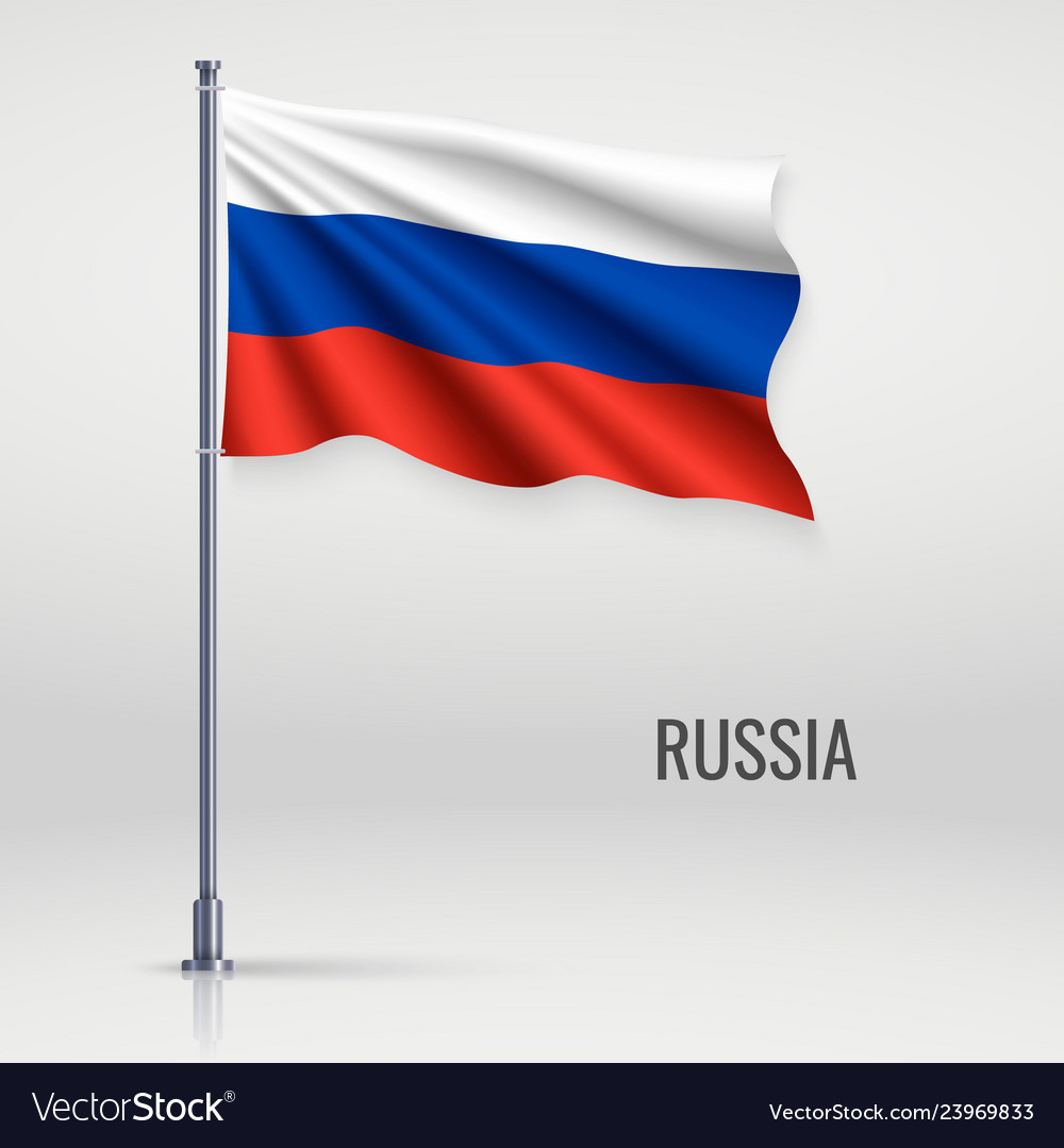 Russian Flag on Flagpole