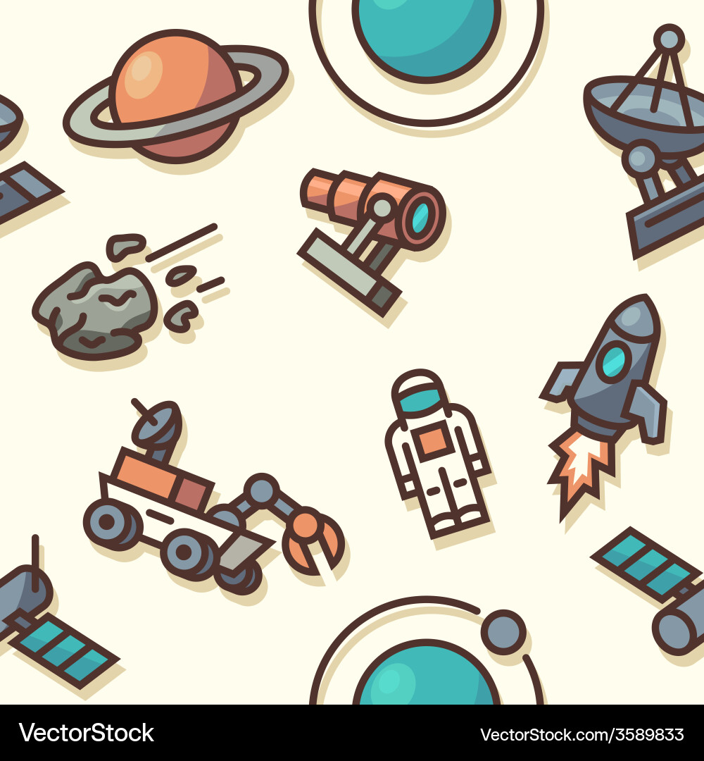 Seamless pattern with space icons Royalty Free Vector Image