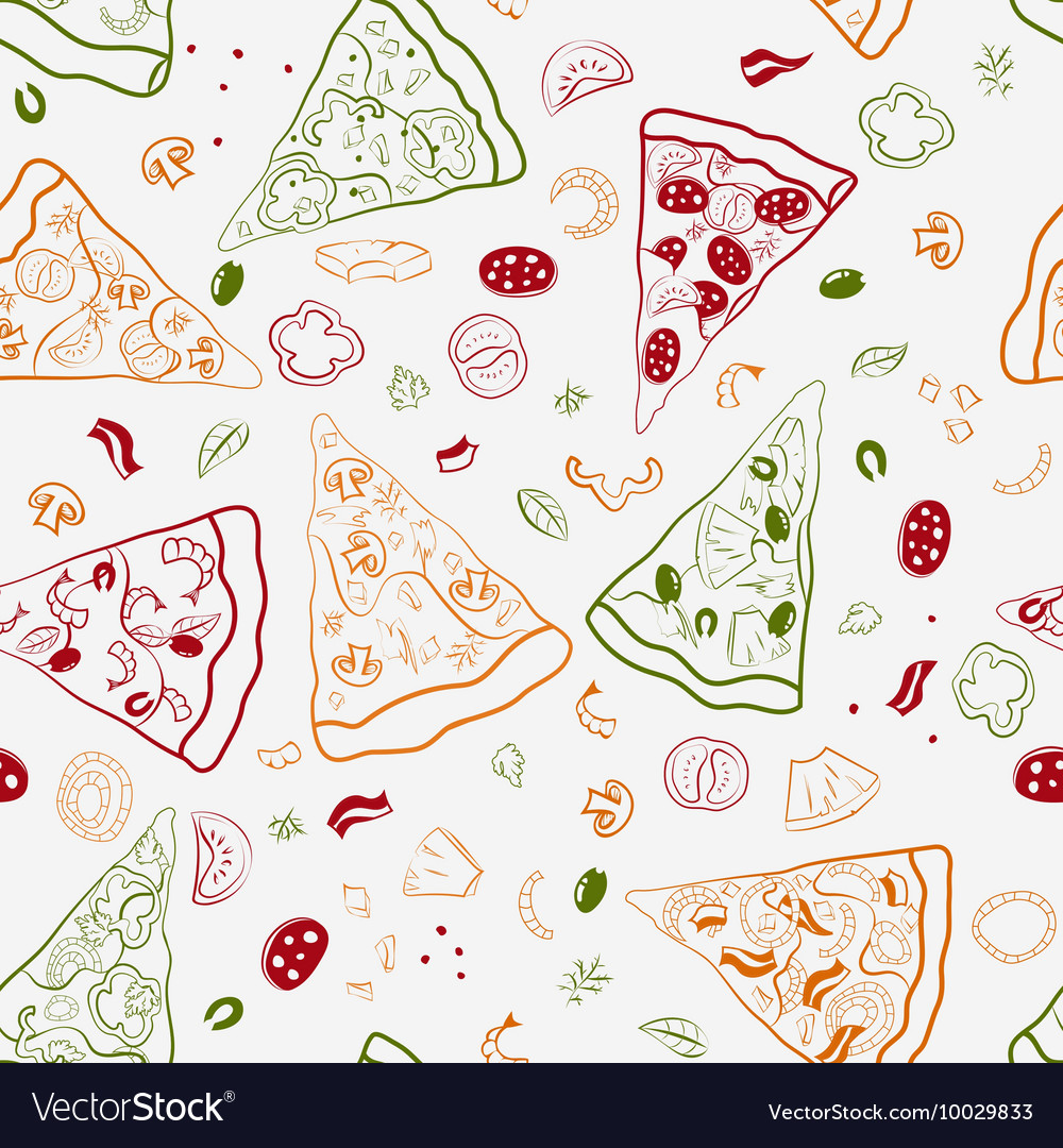 Seamless texture of image slices pizza Royalty Free Vector