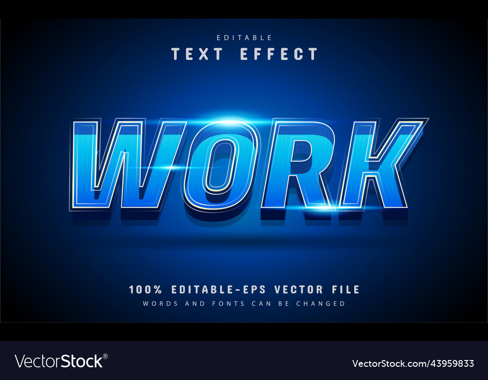 Work text effect with blue gradient