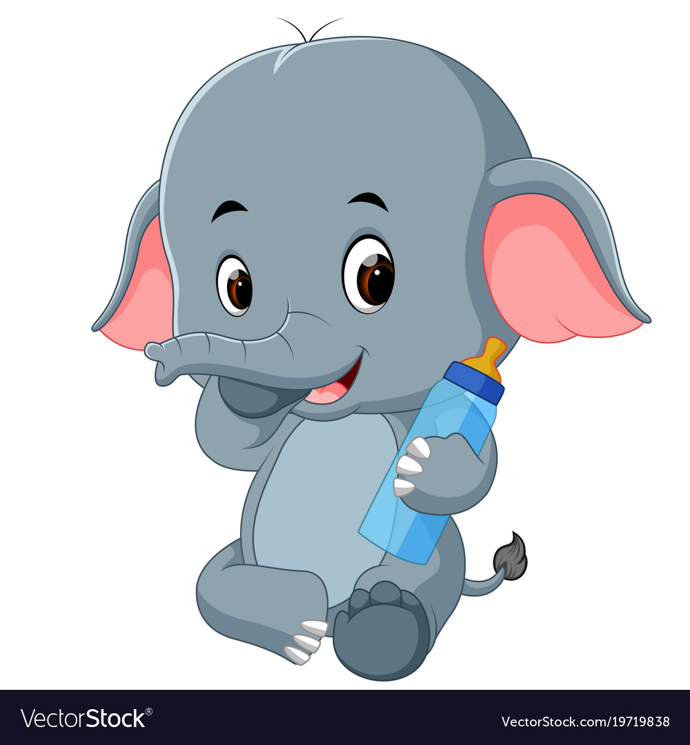 baby elephant with milk