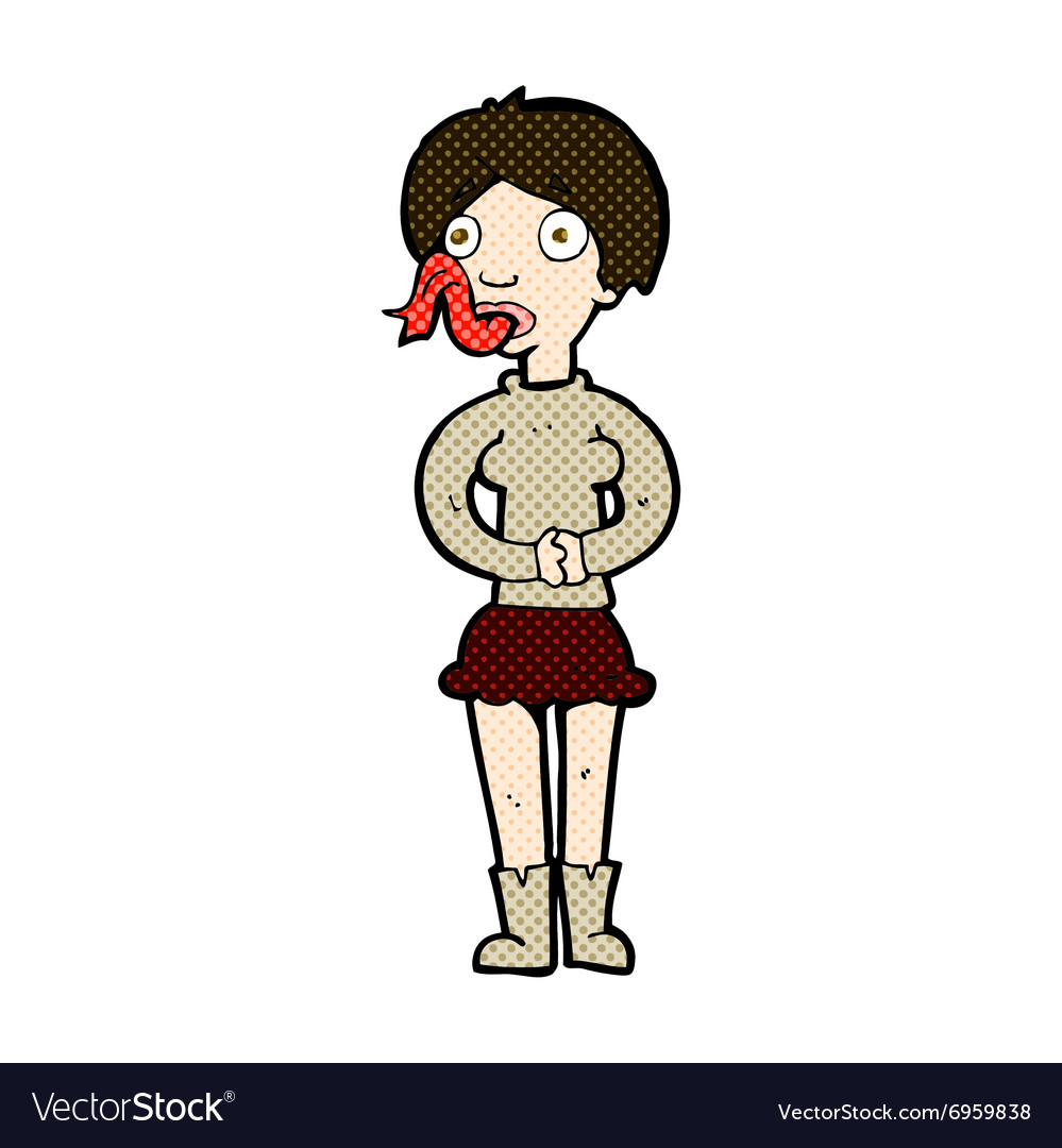 Comic cartoon woman with snake tongue