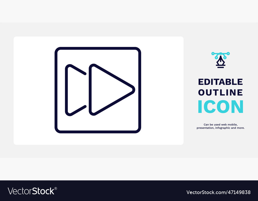 Forward button icon thin line vector image Forward button icon thin line