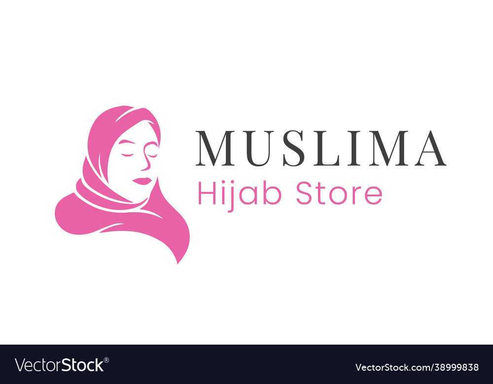 Logo muslima hijab line art fashion design