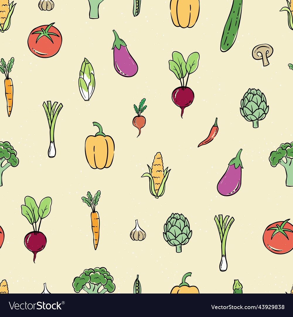 Lovely hand drawn vegetables seamless pattern Vector Image