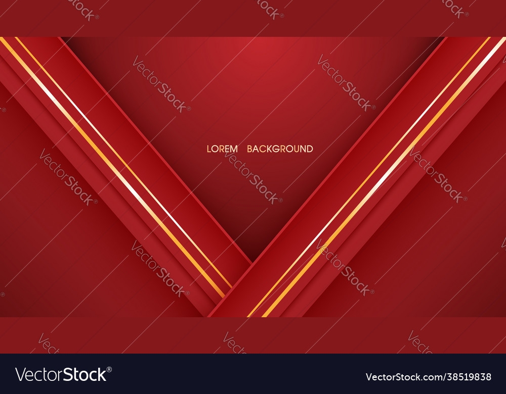 Red abstract layer background and golden lines