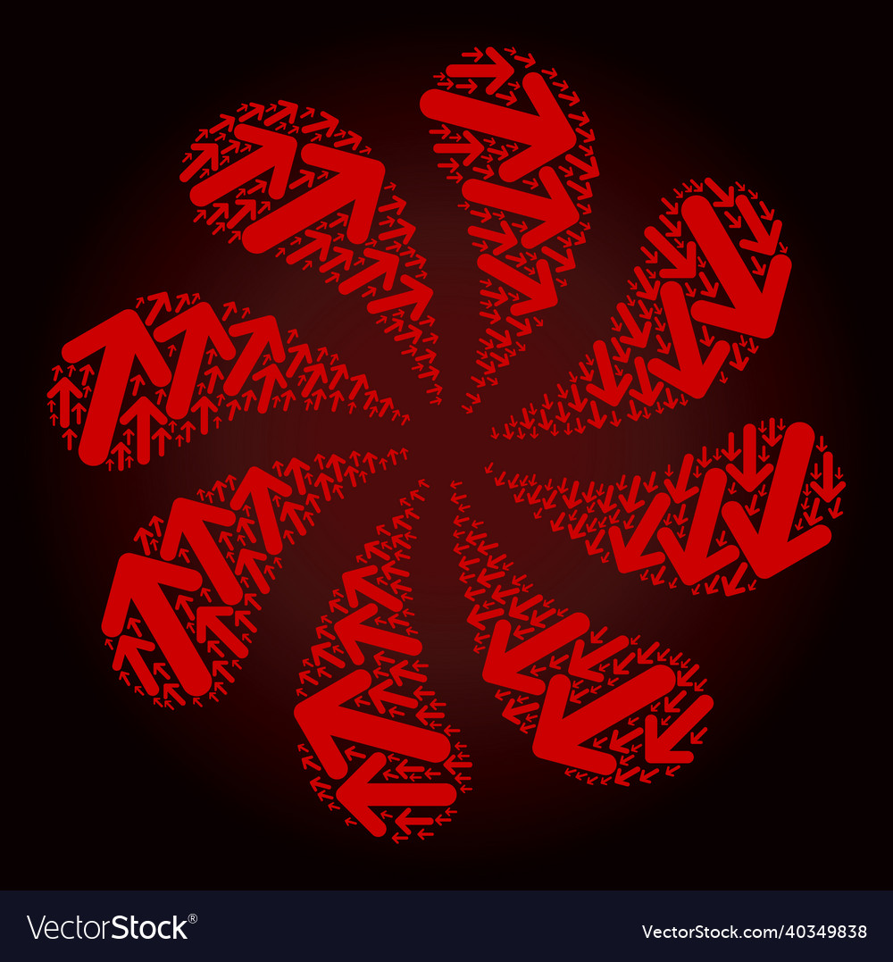 Red arrow cw icon curl flower cluster