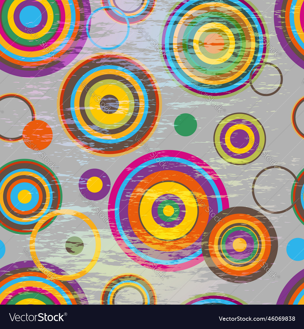 Seamless pattern with colorful circles and rings vector image Seamless pattern with colorful circles and rings