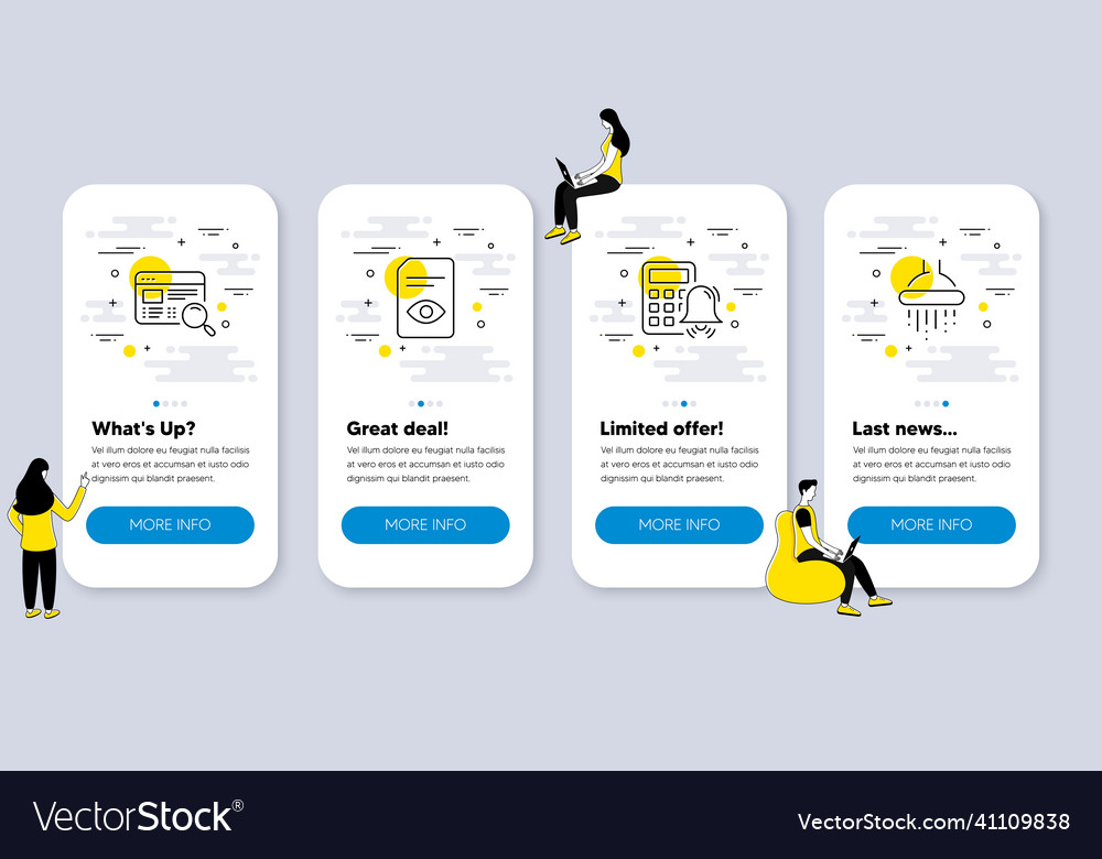 Set of technology icons such as view document vector image Set of technology icons such as view document