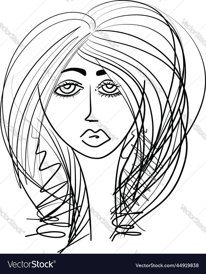 Sketch of women portrait young beautiful girl Vector Image