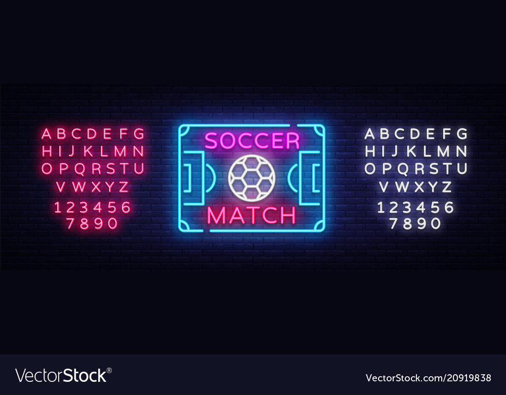 Soccer match logo neon design template