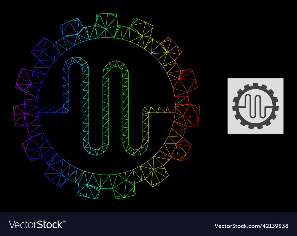 Spectrum gradient polygonal mesh pipe service cog vector image Spectrum gradient polygonal mesh pipe service cog