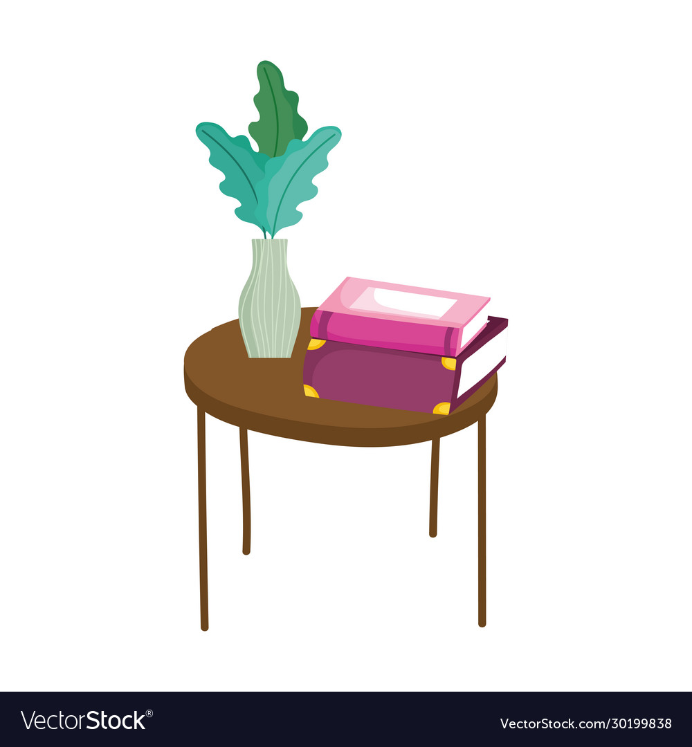 Stacked books and plant in vase on table book day