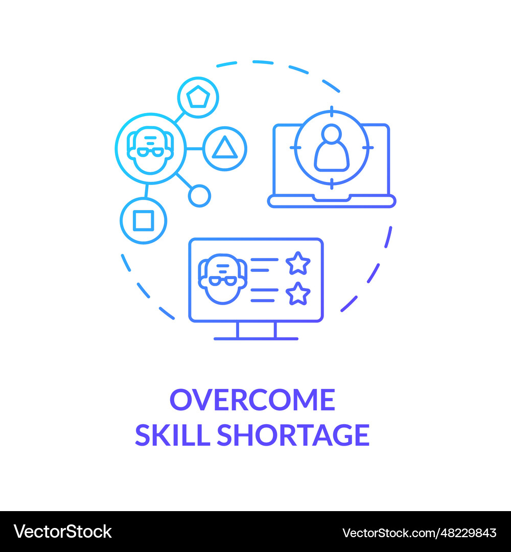 2d gradient overcome skill shortage thin line Vector Image