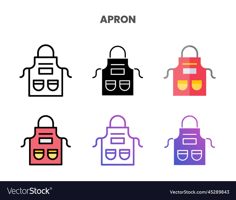 Apron icons set with different styles