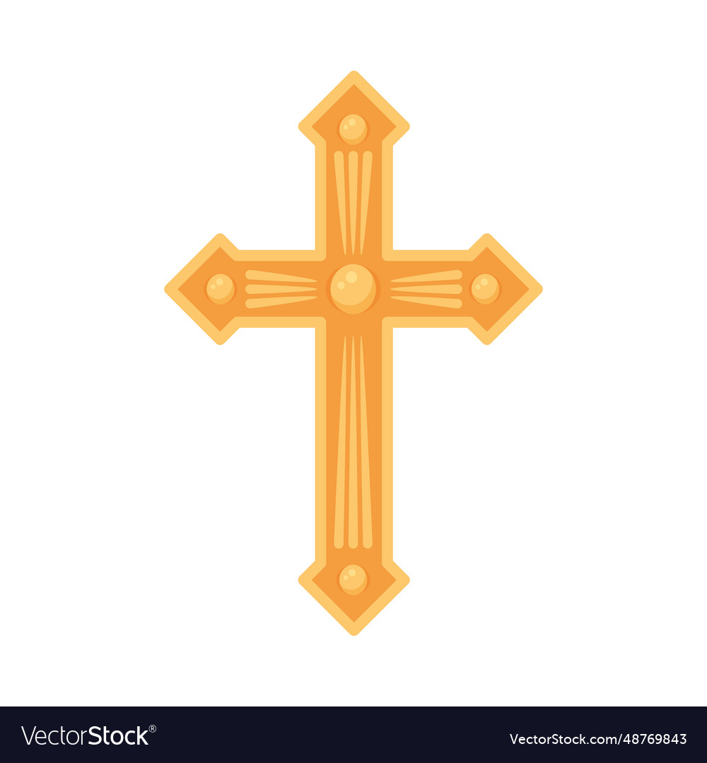 Catholic cross shiny golden Royalty Free Vector Image