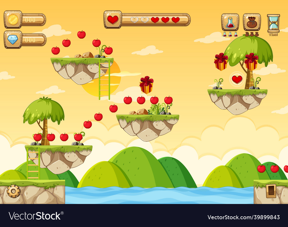 Collecting apples platformer game template