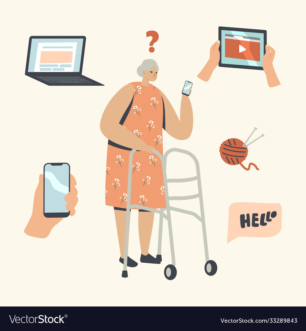 Confused senior woman holding smartphone trying