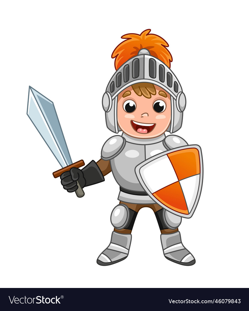 Cute knight boy Royalty Free Vector Image - VectorStock