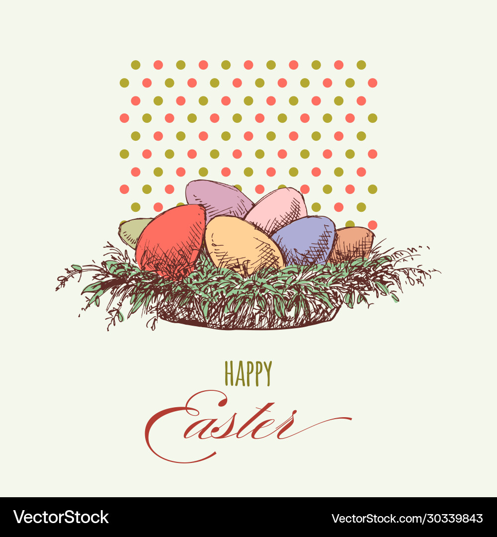 Easter eggs greeting card colorful eggs in a Vector Image