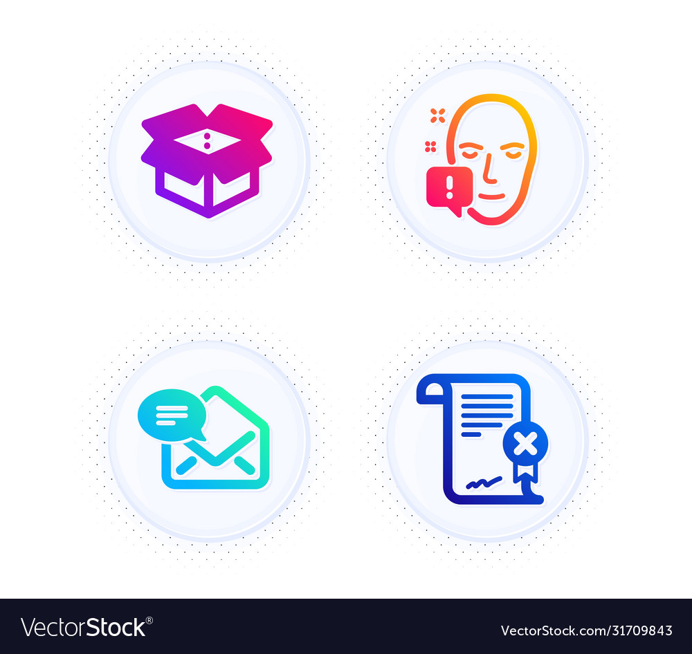 Face attention new mail and open box icons set vector image Face attention new mail and open box icons set