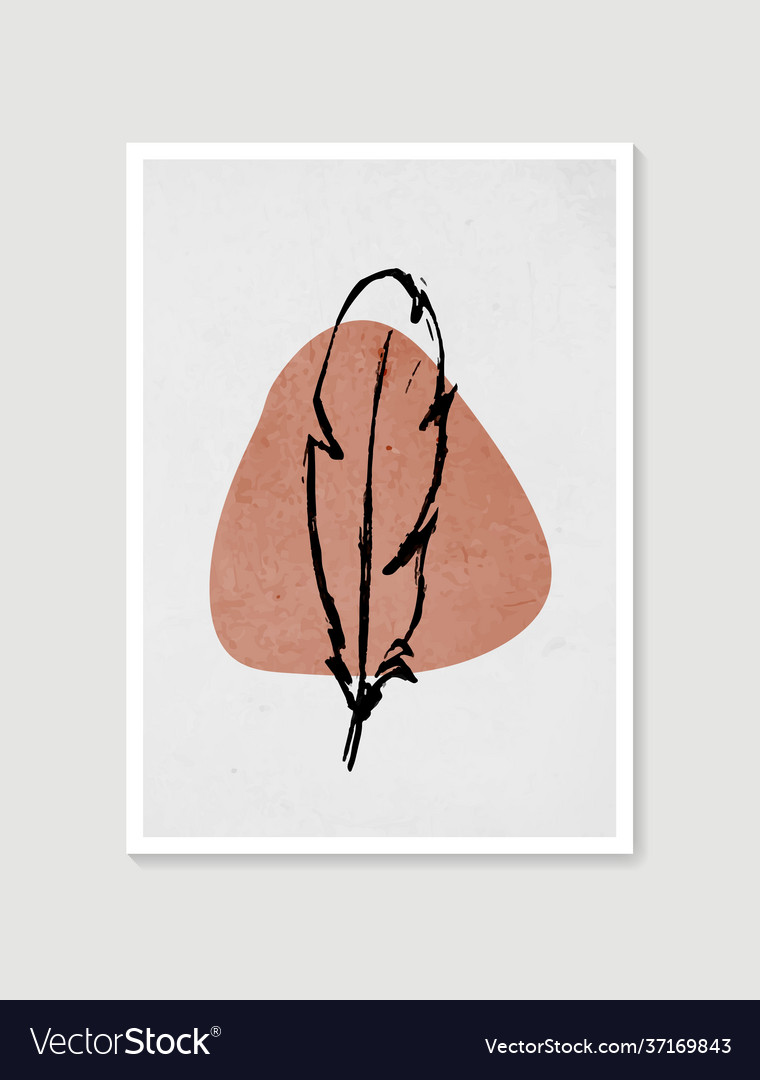 Feather wall art minimal and natural Royalty Free Vector