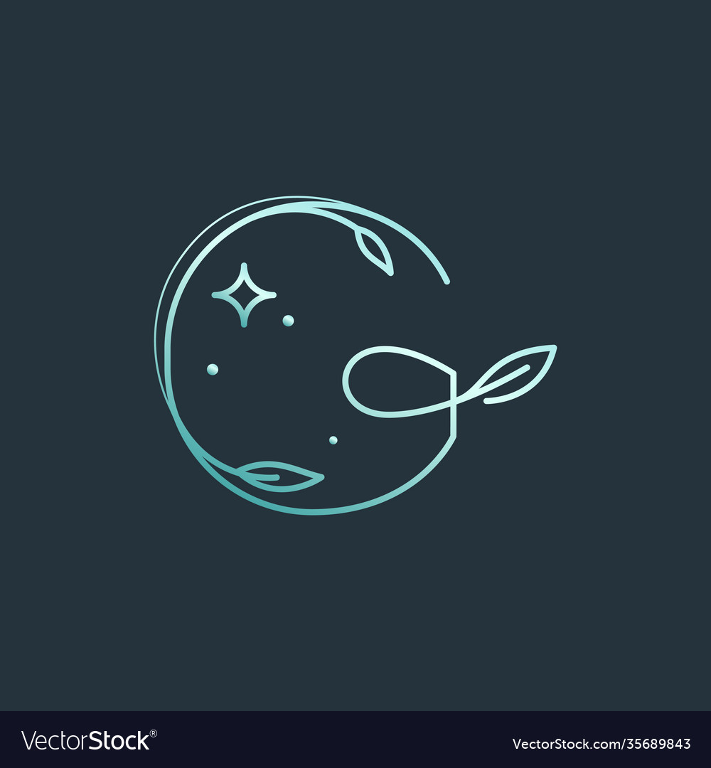 G letter logo with graceful moon stars