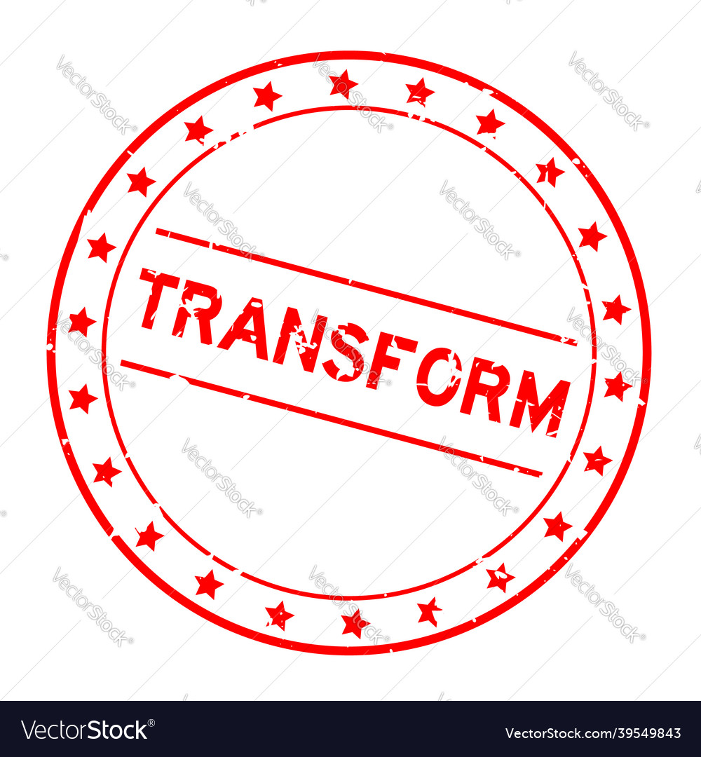 grunge-red-transform-word-round-rubber-seal-stamp-vector-image