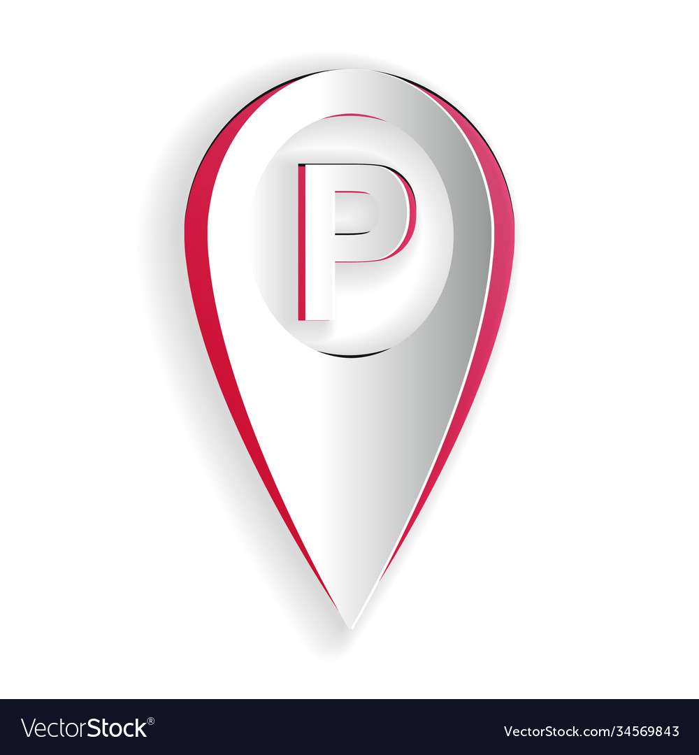 Paper cut map pointer with car parking icon vector image Paper cut map pointer with car parking icon