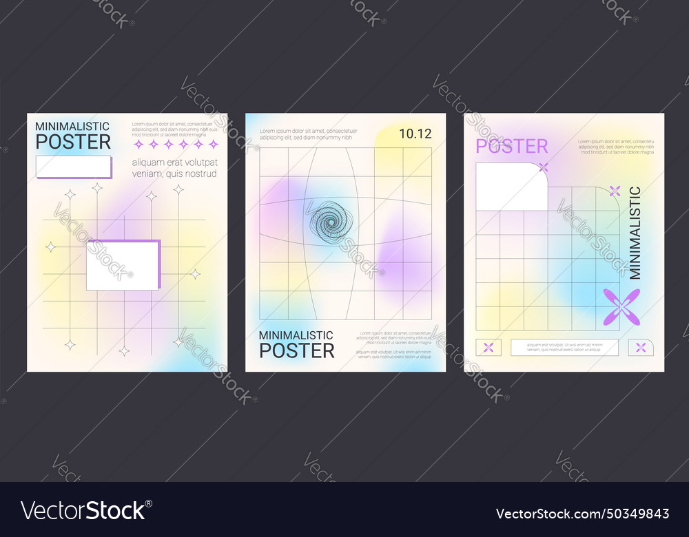 Posters set with grid and copy space elements