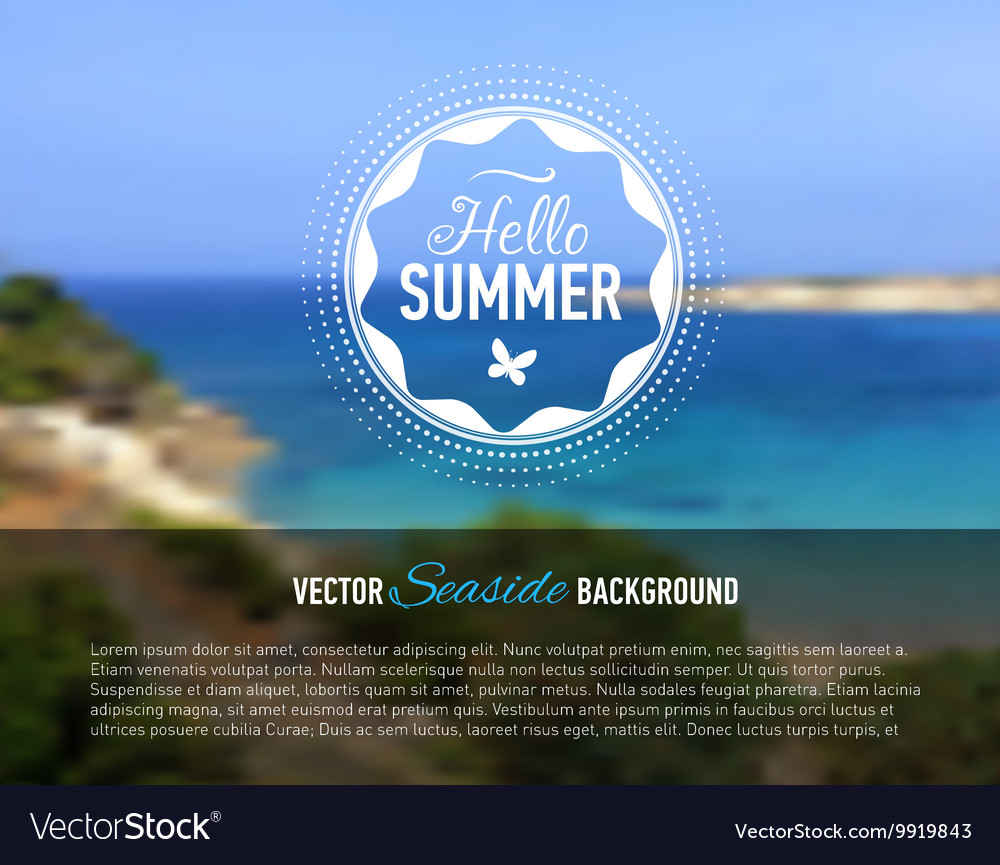 Seaside blurred background with designed text