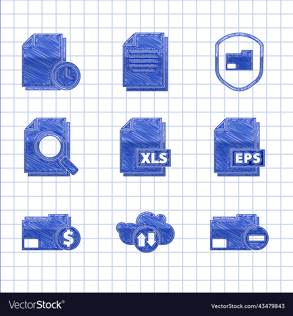 Set xls file document cloud download and upload vector image Set xls file document cloud download and upload