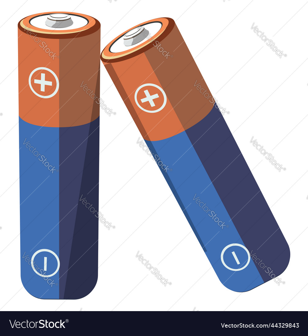 Small batteries on a white background