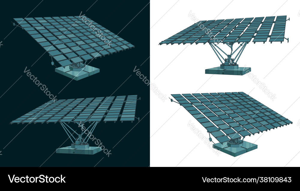 Solar panels with automatic positioning system Vector Image