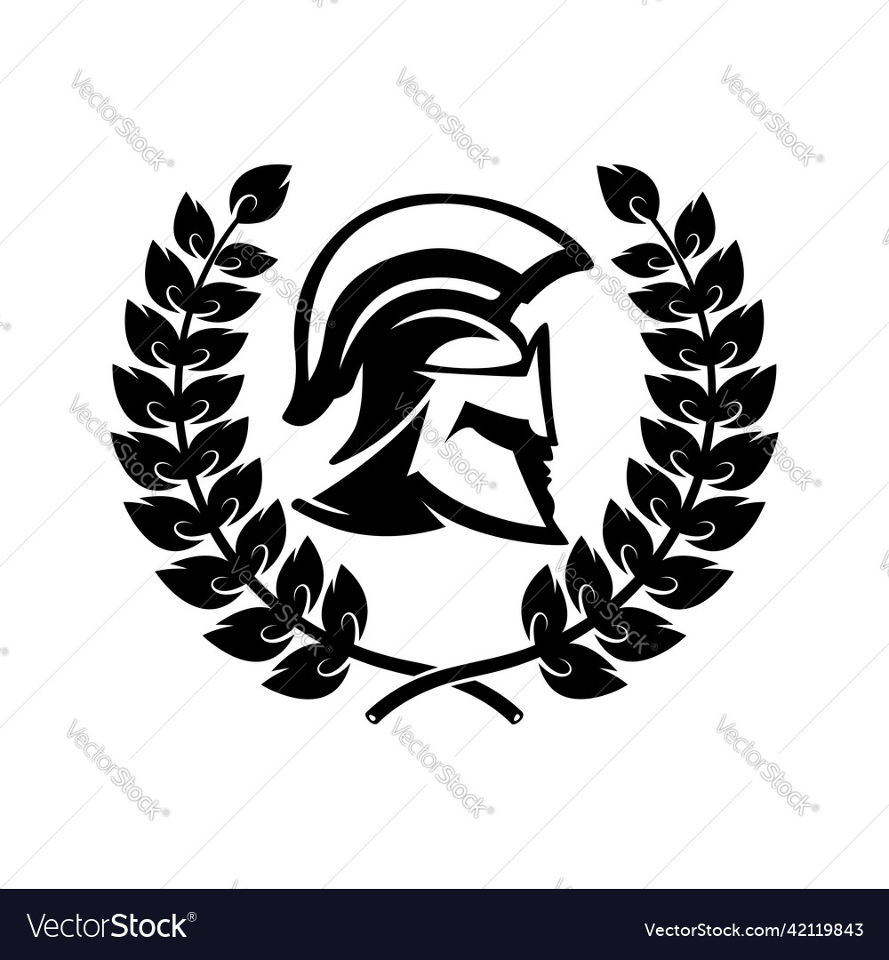 Spartan helmet with laurel wreath design element Vector Image