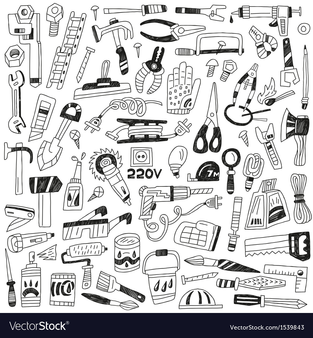 Work tools - doodles Royalty Free Vector Image