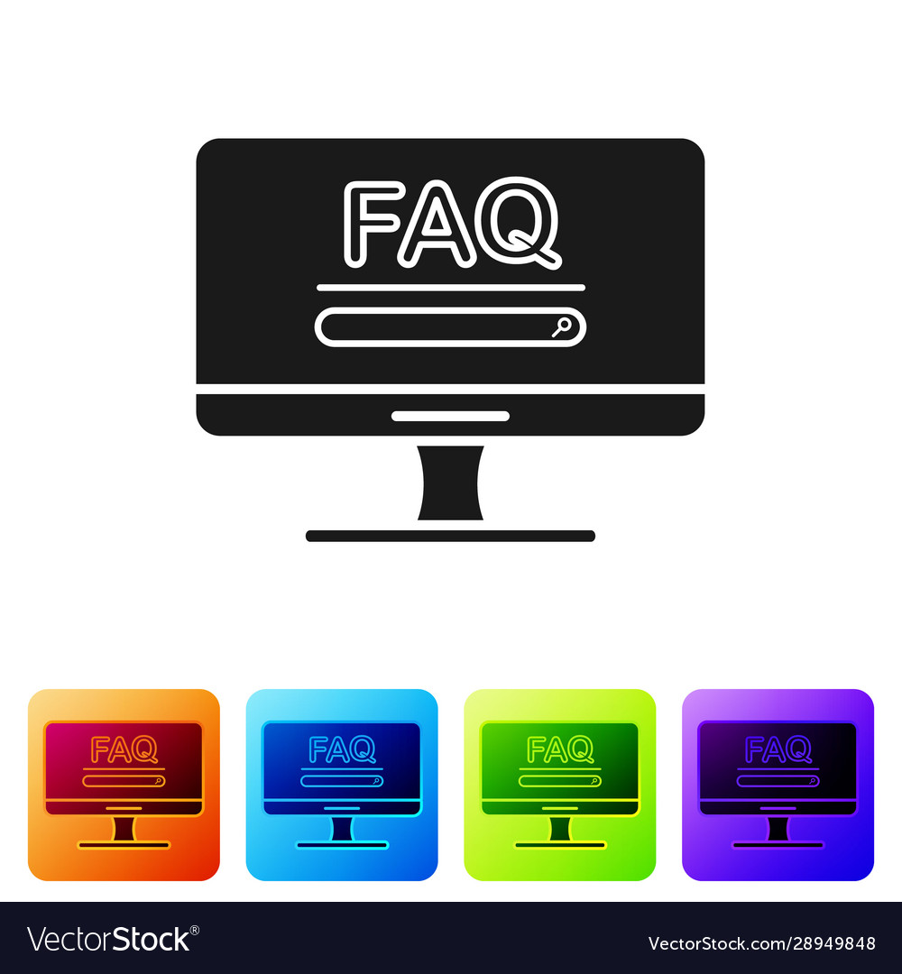 Black computer monitor with text faq information vector image Black computer monitor with text faq information