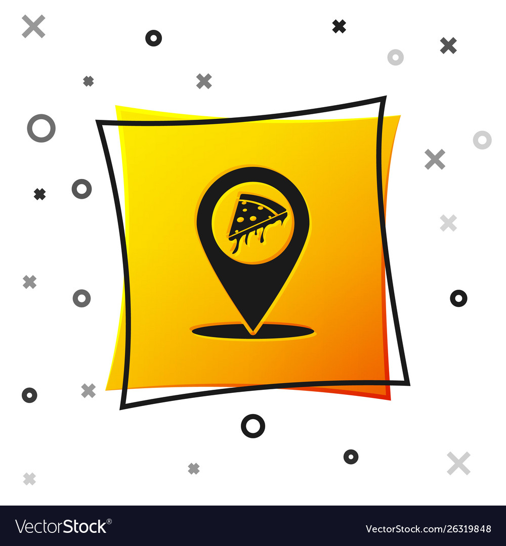 Black map pointer with fast food slice pizza icon Vector Image Black map pointer with fast food slice pizza icon