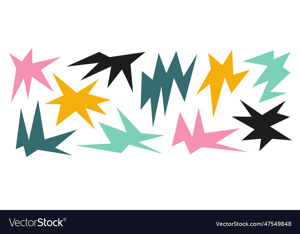 Colorful sharp irregular shapes set abstract vector image Colorful sharp irregular shapes set abstract