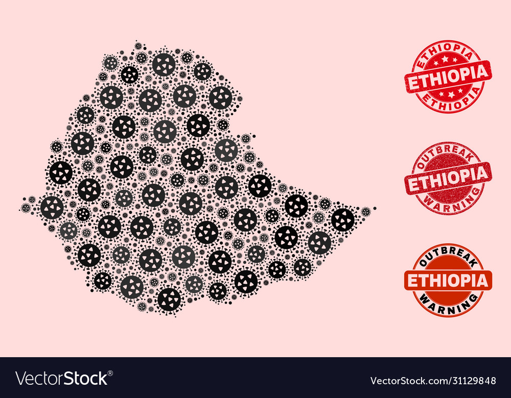 Covid19 lockdown composition mosaic ethiopia map vector image Covid19 lockdown composition mosaic ethiopia map
