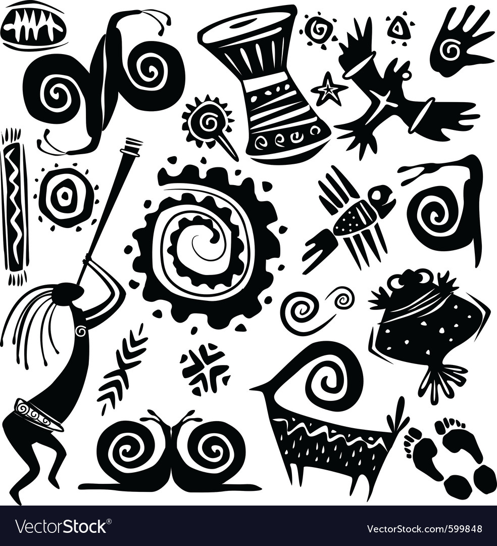 Elements for designing primitive art Royalty Free Vector