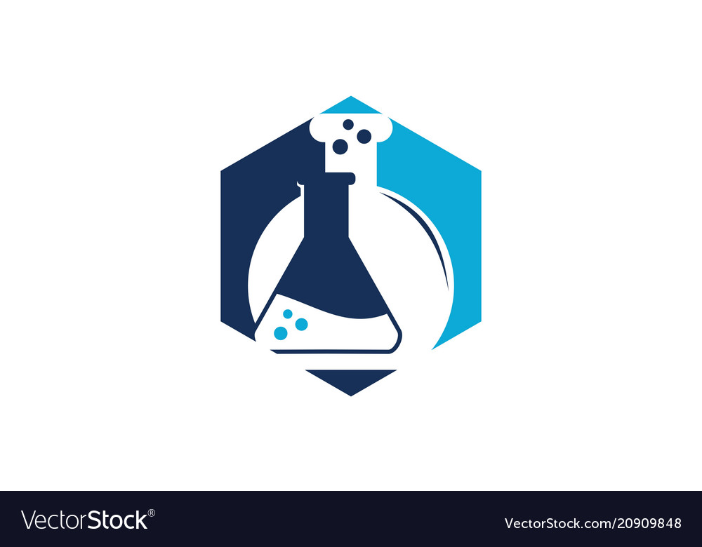 Flask hexagon logo design template Royalty Free Vector Image