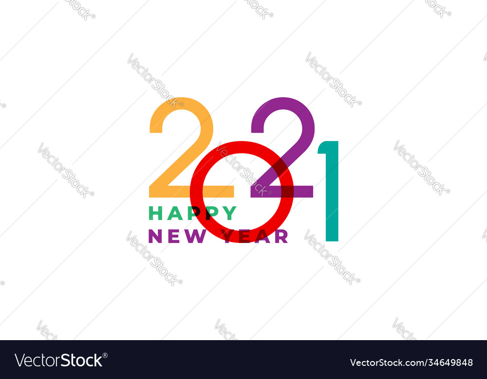 Happy new year 2021 minimalist colorful abstract