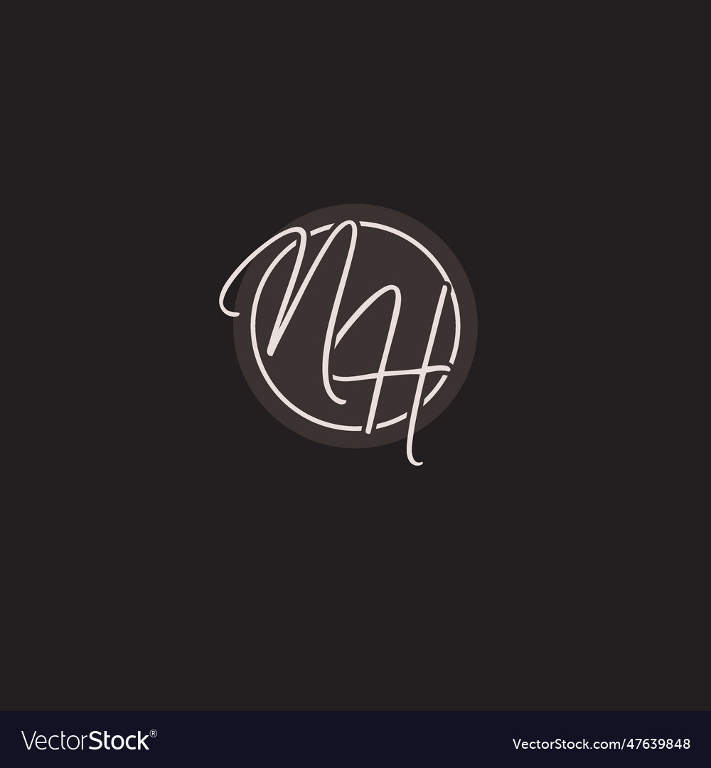 Initials nh logo monogram with simple circle line
